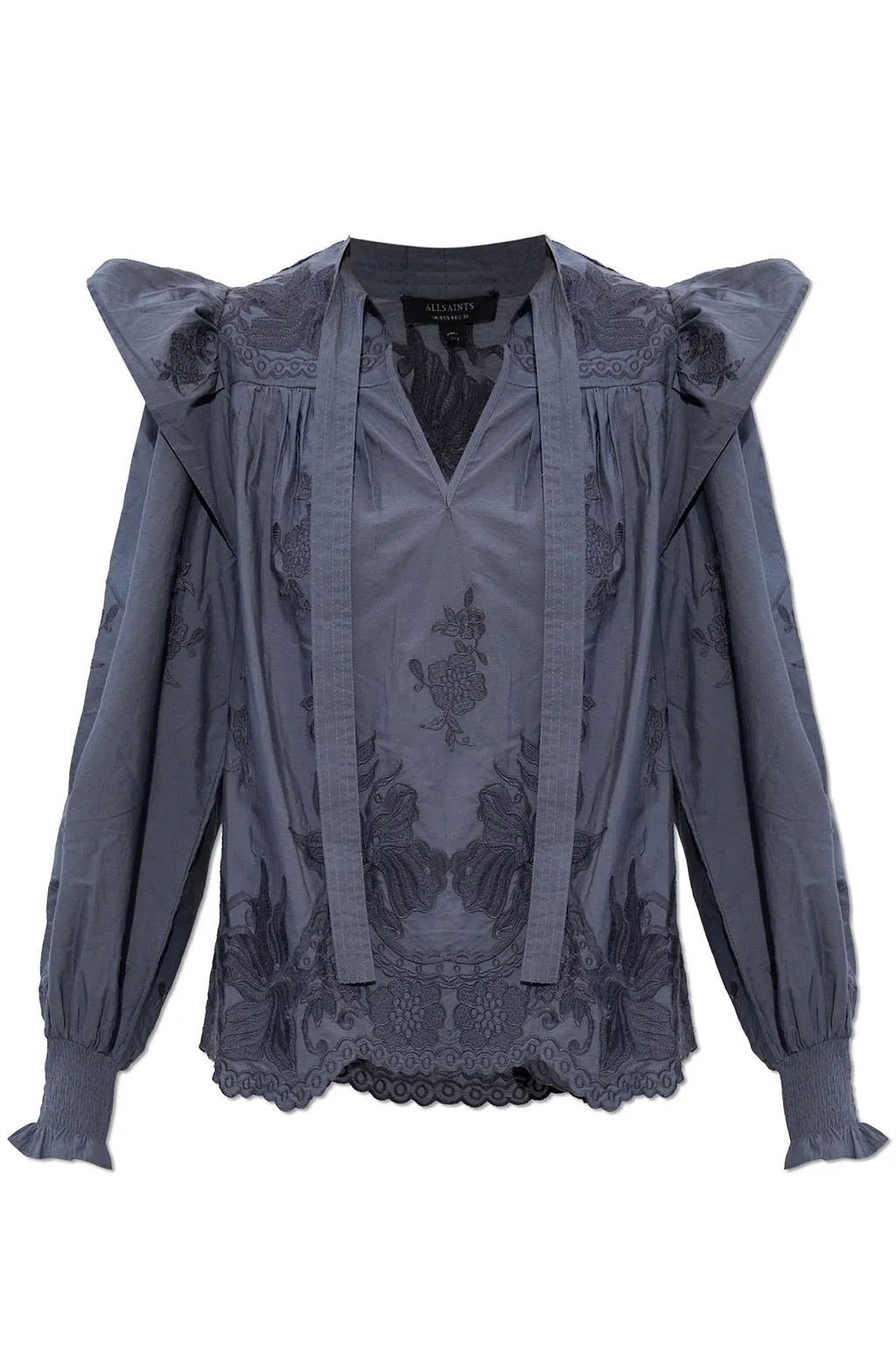 Allsaints Nisa Embroidered Ruffle Top