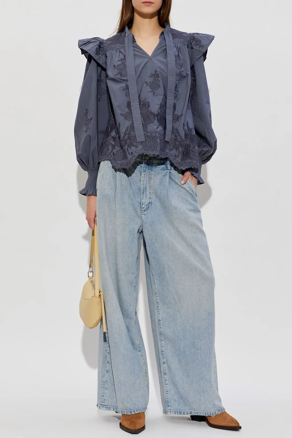 Allsaints Nisa Embroidered Ruffle Top