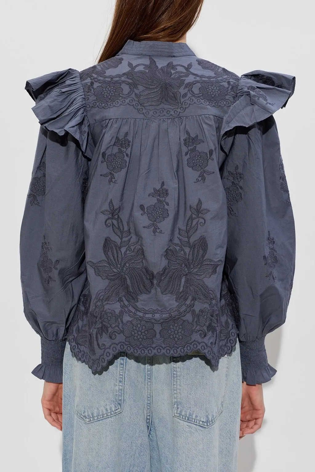 Allsaints Nisa Embroidered Ruffle Top