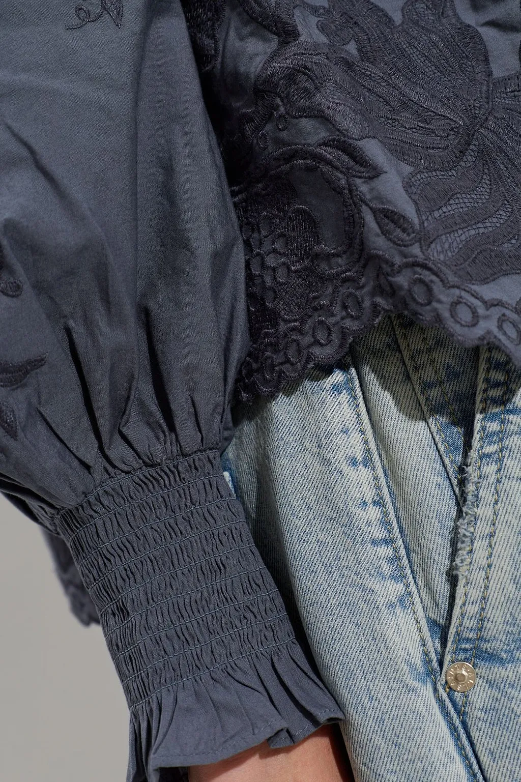 Allsaints Nisa Embroidered Ruffle Top