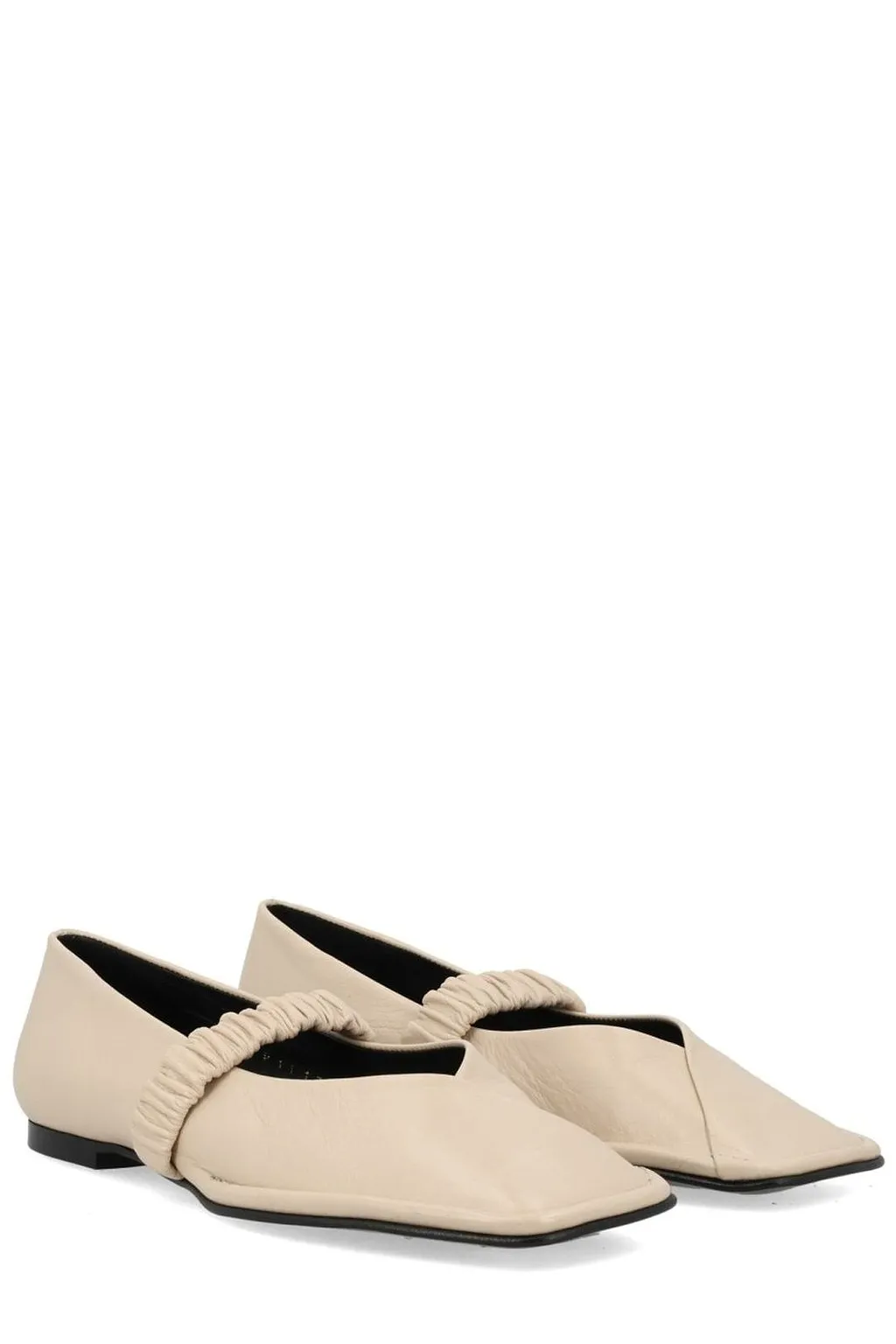 Alohas Square-Toe Gathered Strap Flats