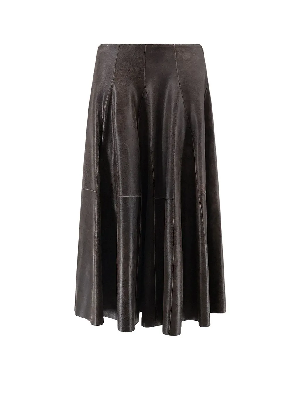 Alysi High-Waist Flared Leather Skirt