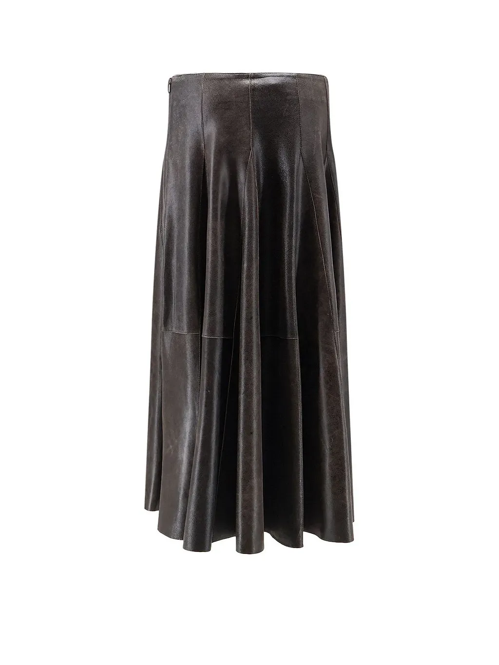 Alysi High-Waist Flared Leather Skirt