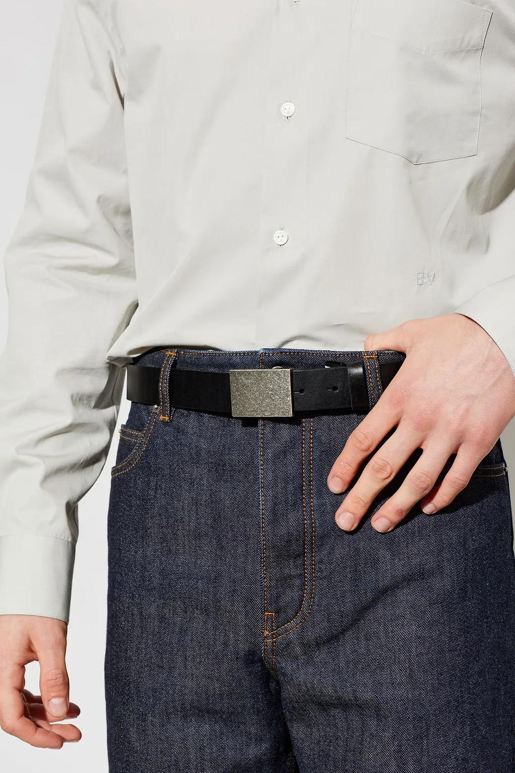 Allsaints Rectangular Buckle Leather Belt