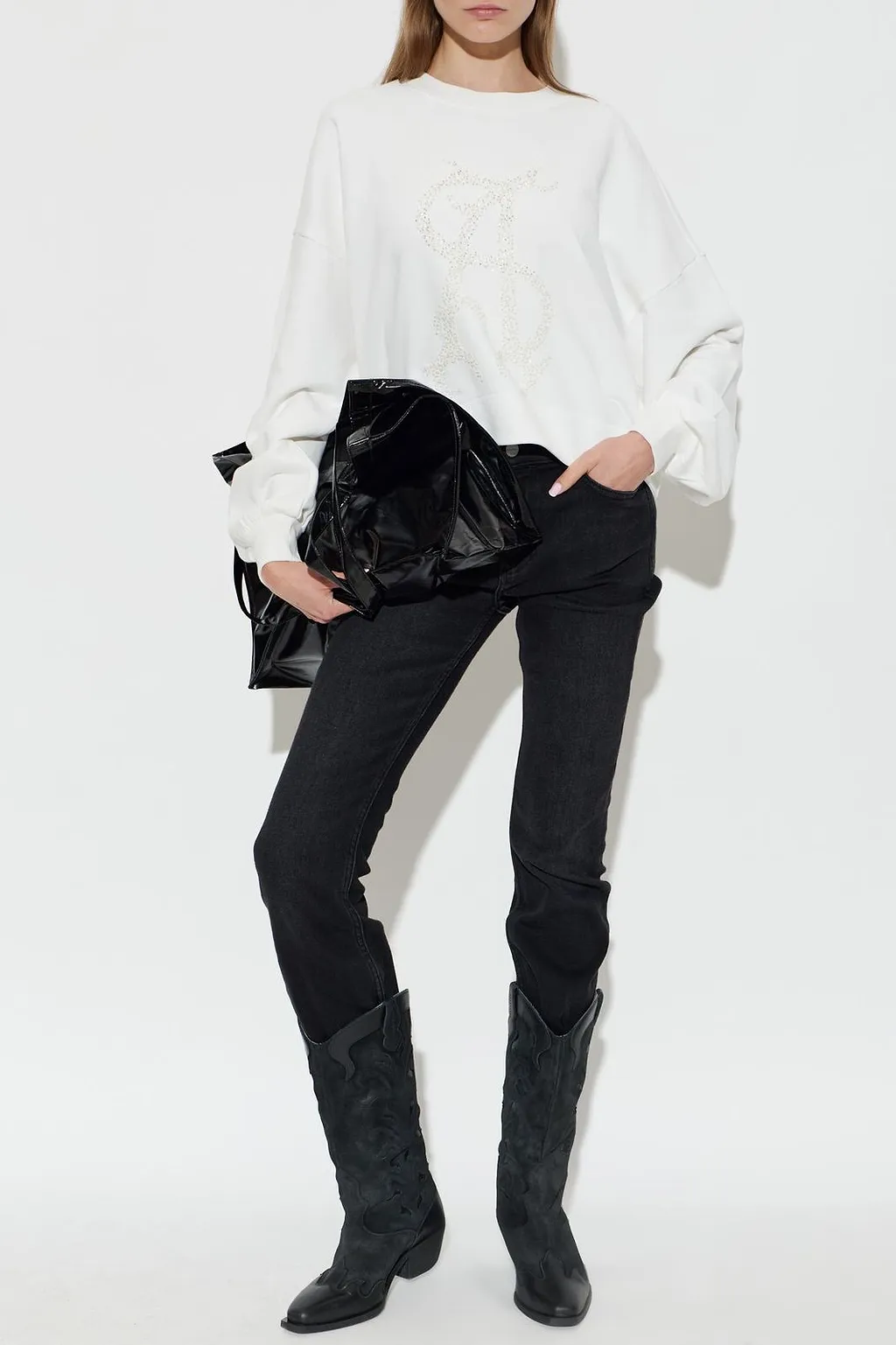Allsaints Reflex Embellished Logo Sweatshirt