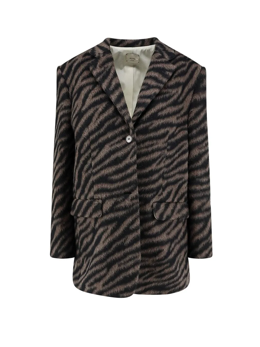 Alysi Zebra Printed Single-Breasted Coat