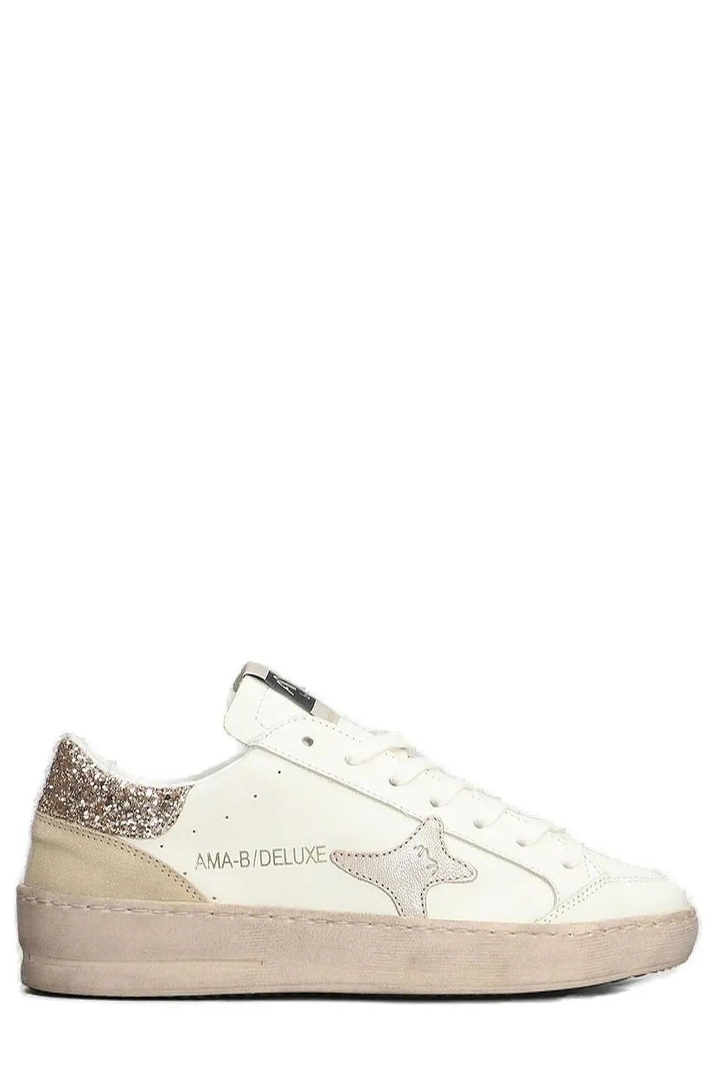 Ama Brand Glitter-Detail Star Patch Sneakers