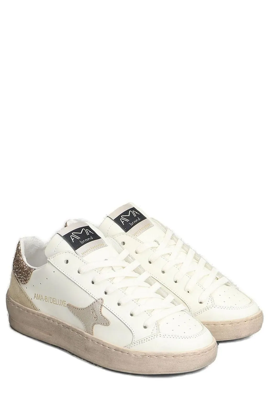 Ama Brand Glitter-Detail Star Patch Sneakers