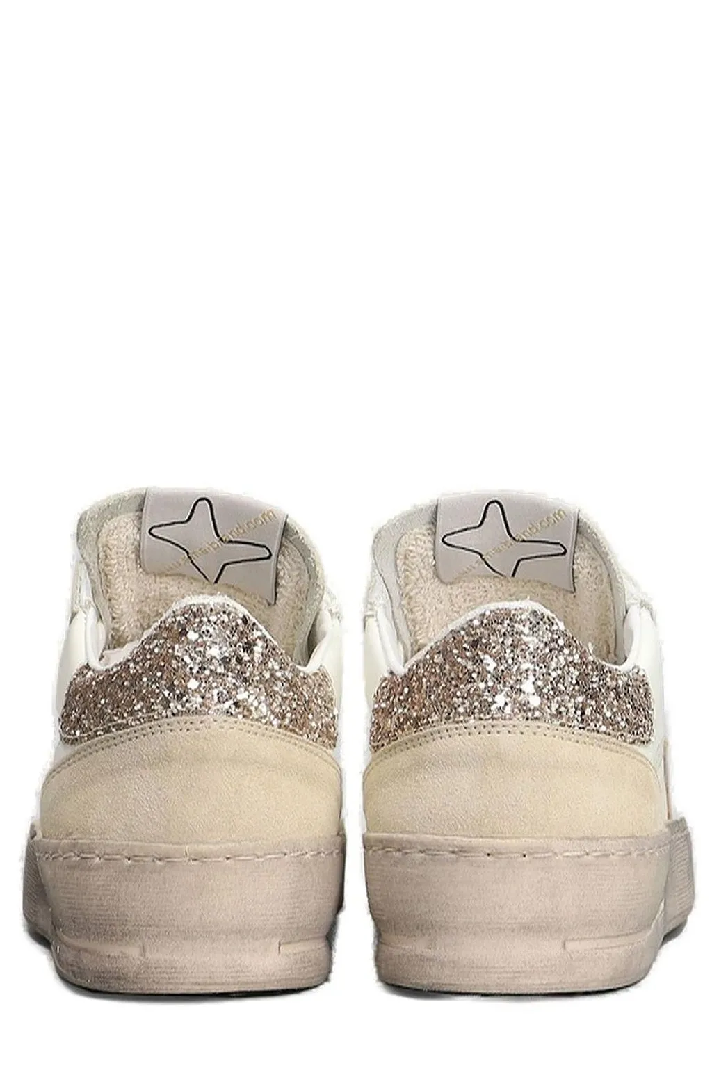 Ama Brand Glitter-Detail Star Patch Sneakers