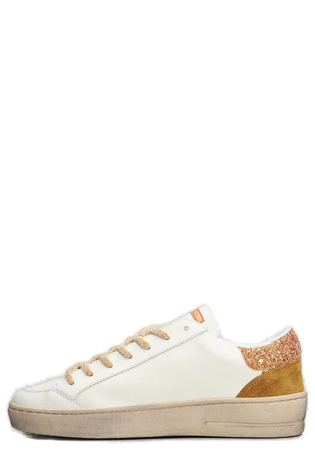Ama Brand Glitter-Embellished Lace-Up Sneakers