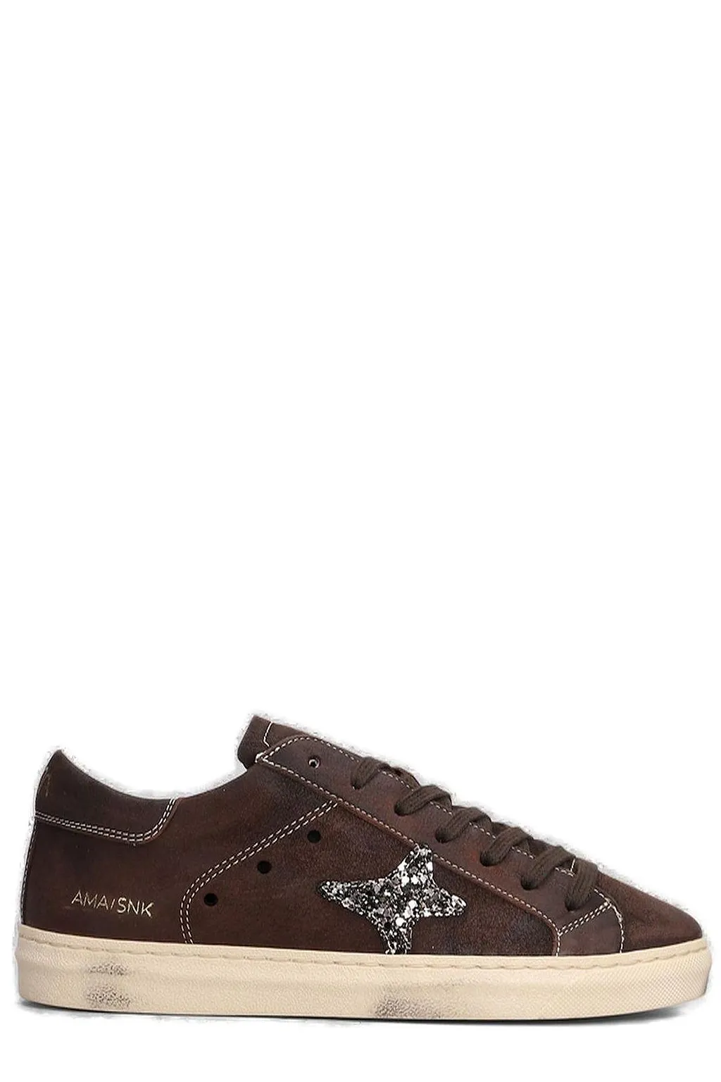 Ama Brand Glitter-Star Lace-Up Sneakers