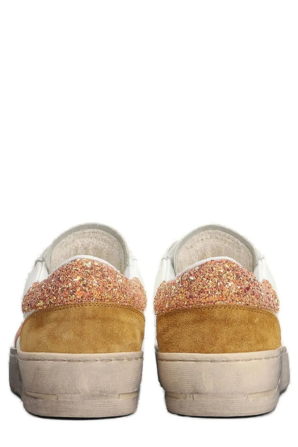 Ama Brand Glitter-Embellished Lace-Up Sneakers