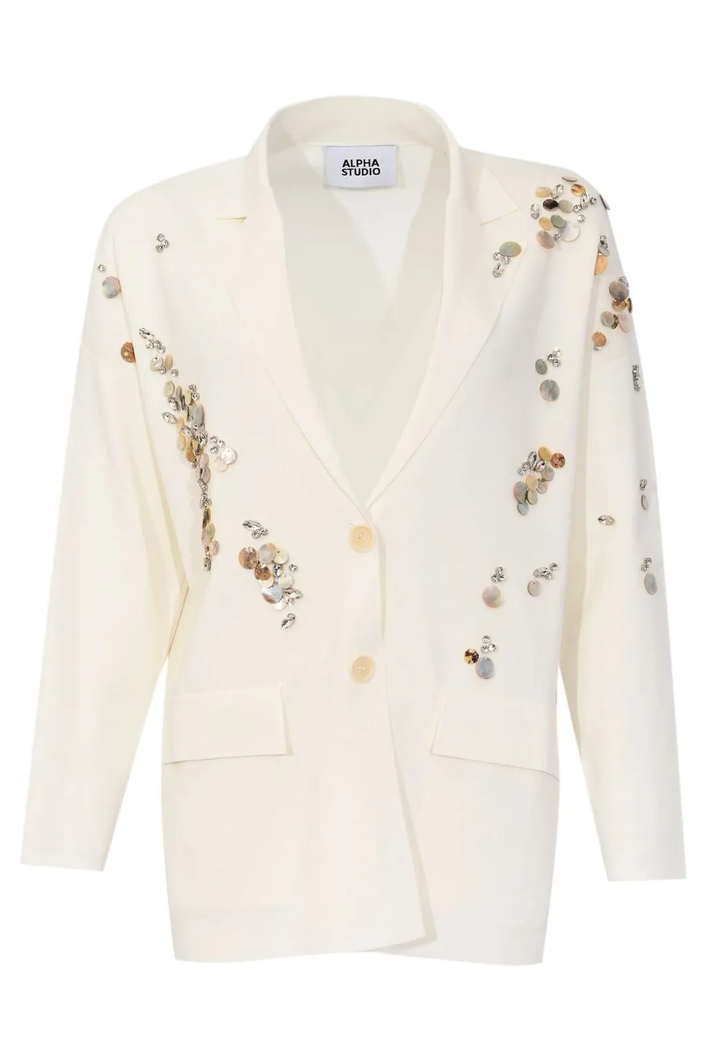 Alpha Studio Embellished Single-Breasted Blazer