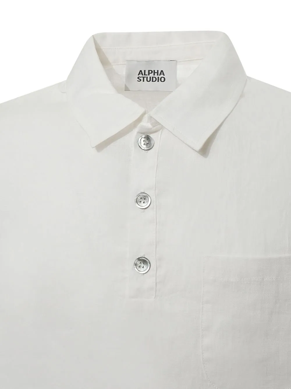 Alpha Studio Linen Short-Sleeve Polo Shirt