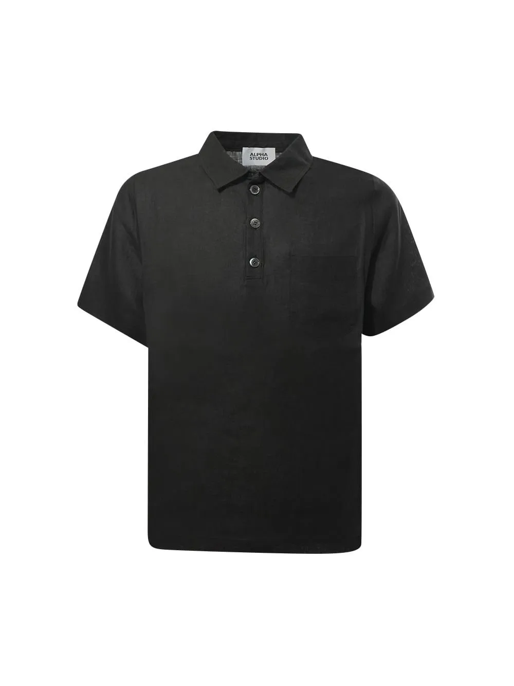 Alpha Studio Linen Short-Sleeve Polo Shirt