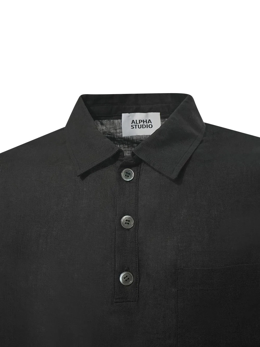 Alpha Studio Linen Short-Sleeve Polo Shirt