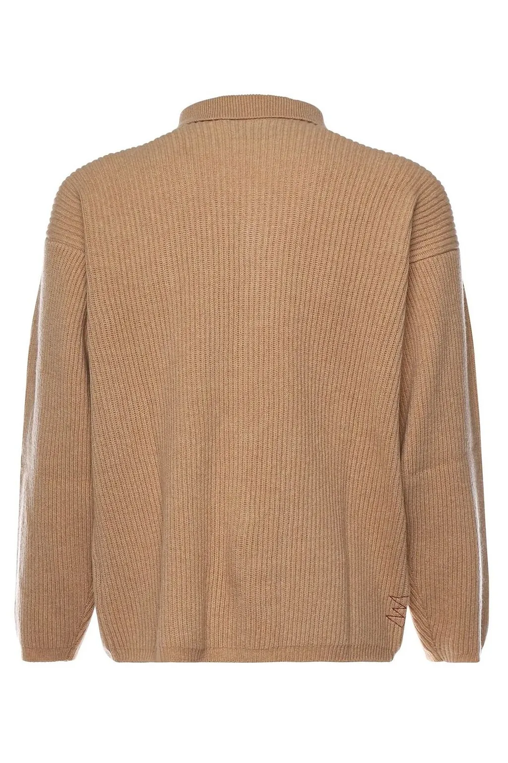 Amaranto Ribbed Shirt-Collar Knitted Jacket