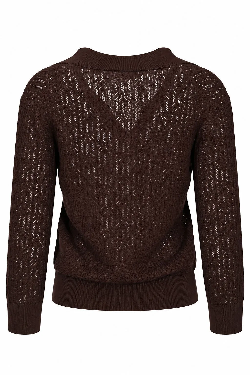 Alpha Studio Open-Knit Polo Sweater