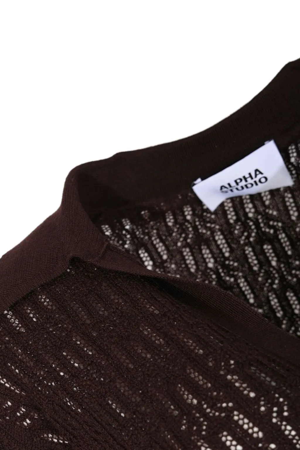 Alpha Studio Open-Knit Polo Sweater