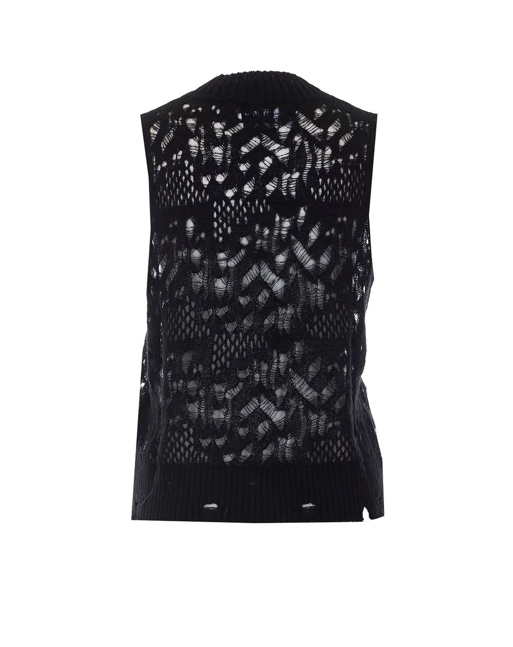 Alpha Studio Open Knit V-Neck Knitted Top