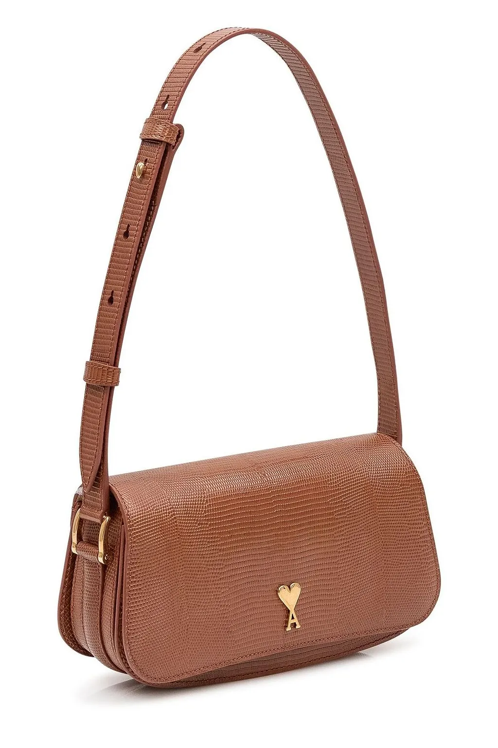 Ami Lizard Embossed Paris Paris Shoulder Bag