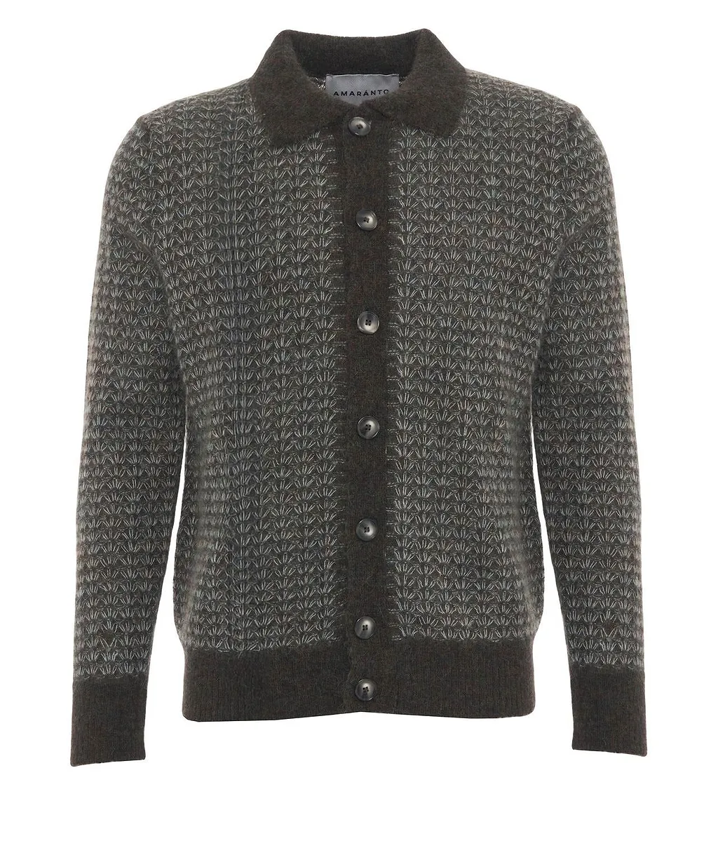 Amaranto Striking Knit Buttoned Cardigan