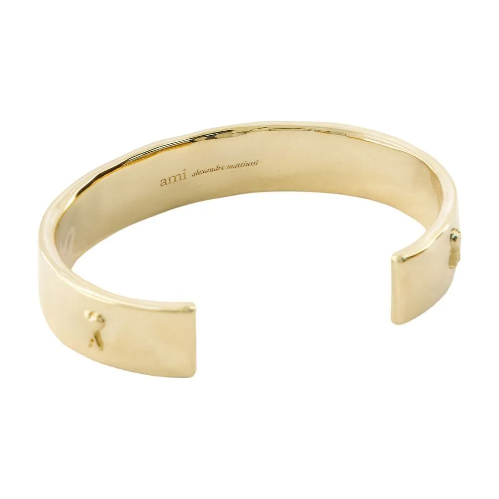 Ami Logo-Engraved Hammered Bracelet