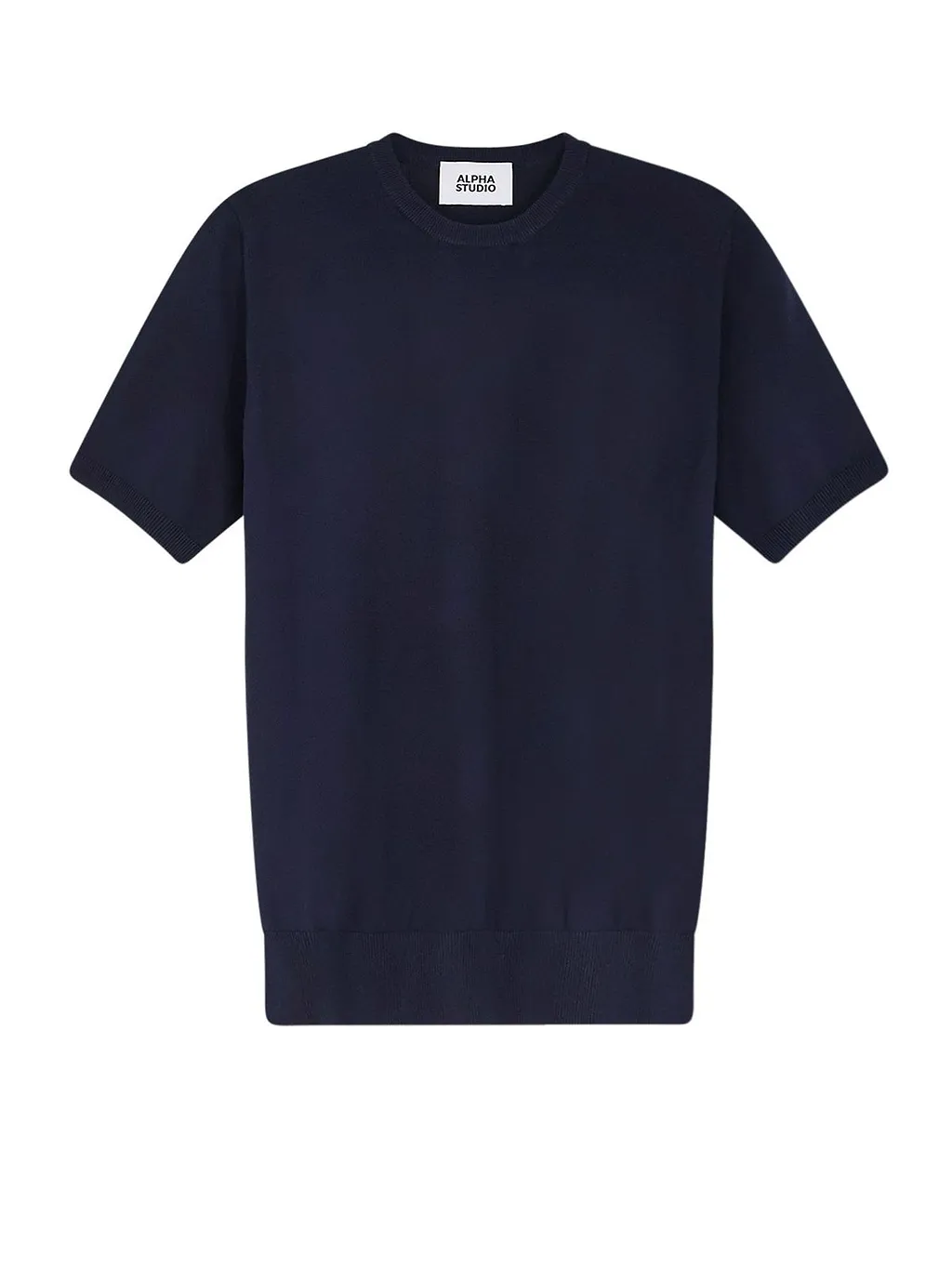Alpha Studio Short-Sleeve Crewneck Knitted Top