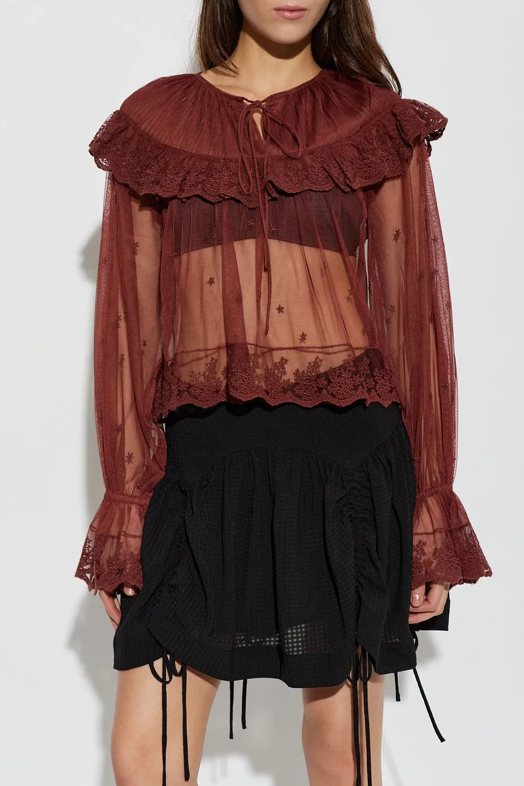 Allsaints Trixie Sheer Ruffled Top