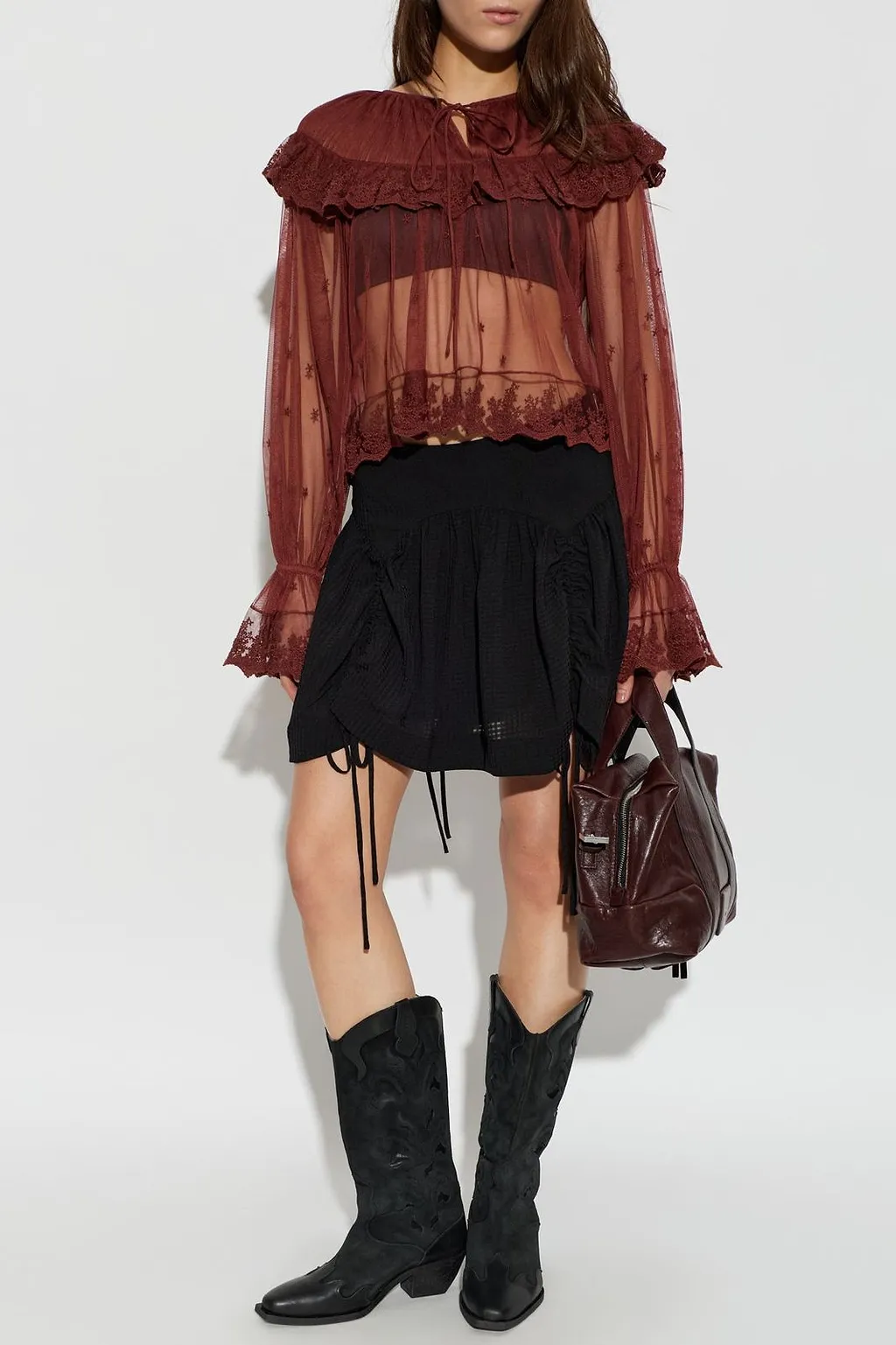 Allsaints Trixie Sheer Ruffled Top