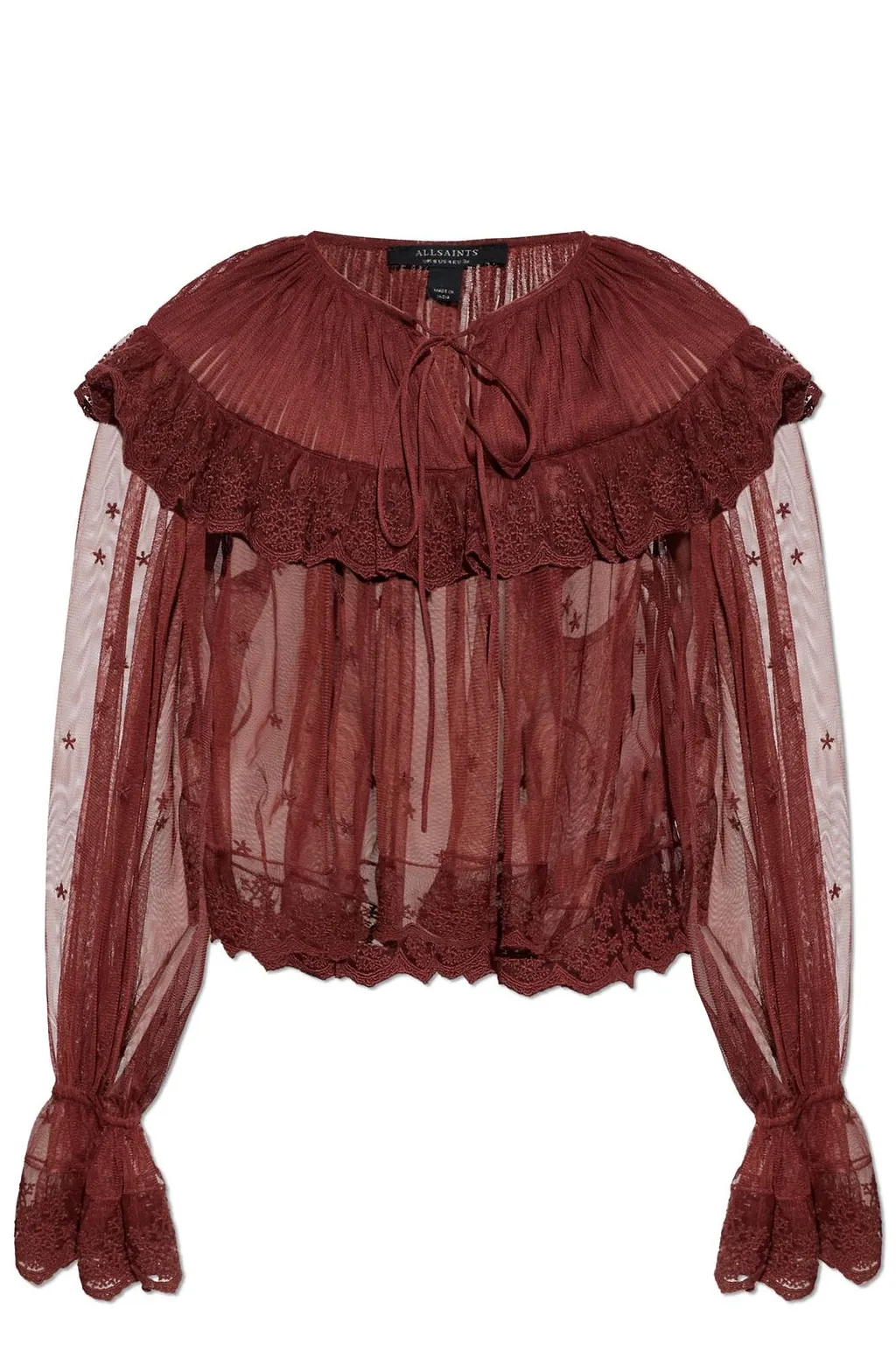 Allsaints Trixie Sheer Ruffled Top