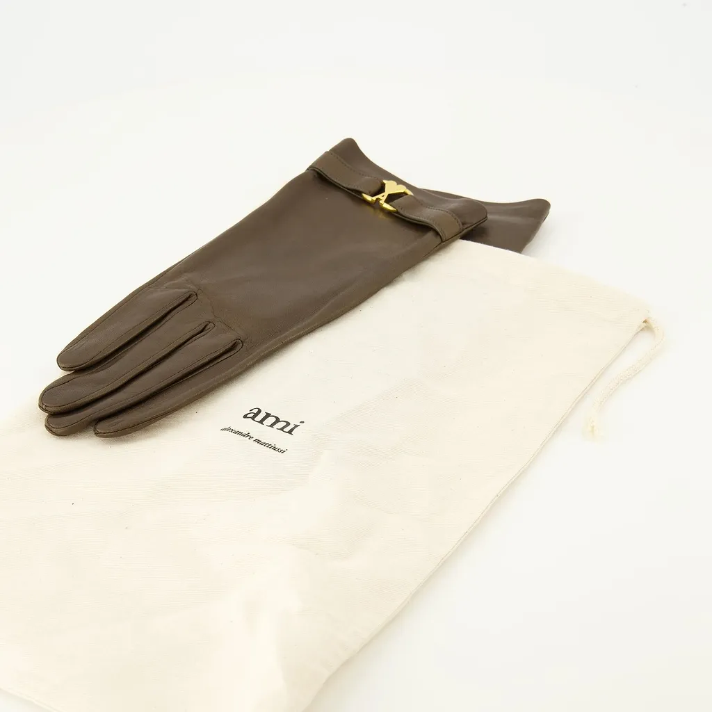 Ami Logo Strap Gloves