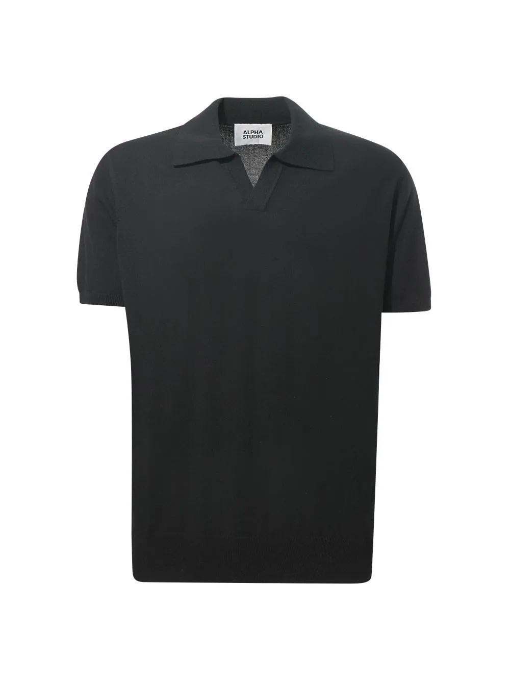 Alpha Studio V-Neck Knit Polo Shirt