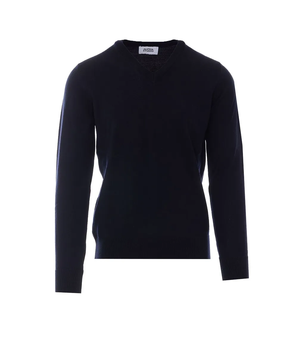 Alpha Studio V-Neck Knitted Sweater
