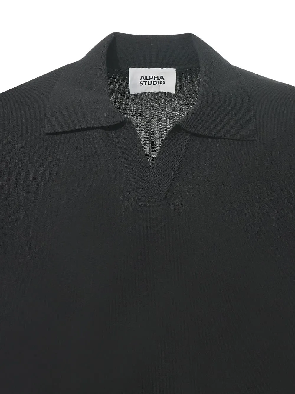 Alpha Studio V-Neck Knit Polo Shirt