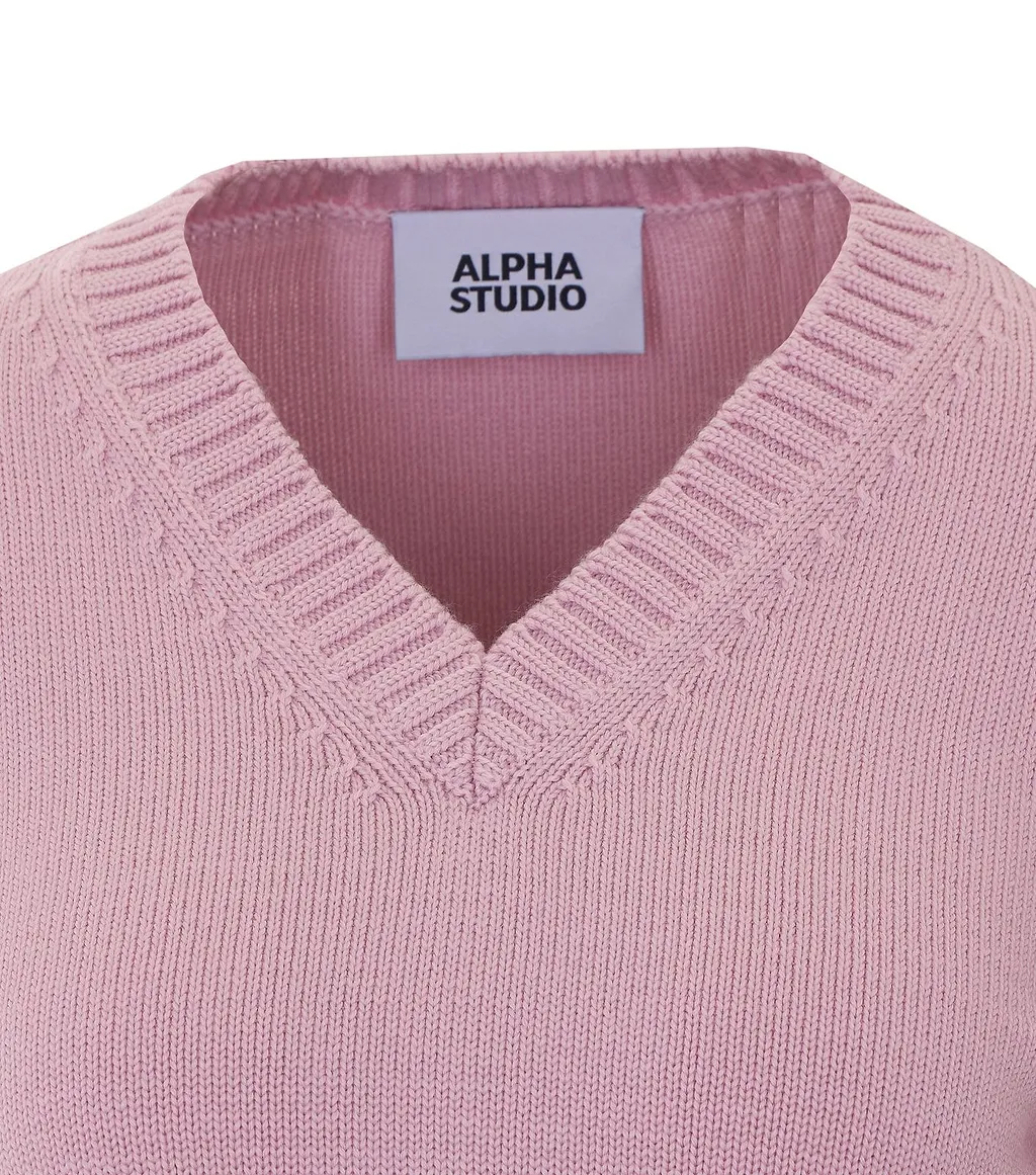 Alpha Studio V-Neck Knitted Sweater