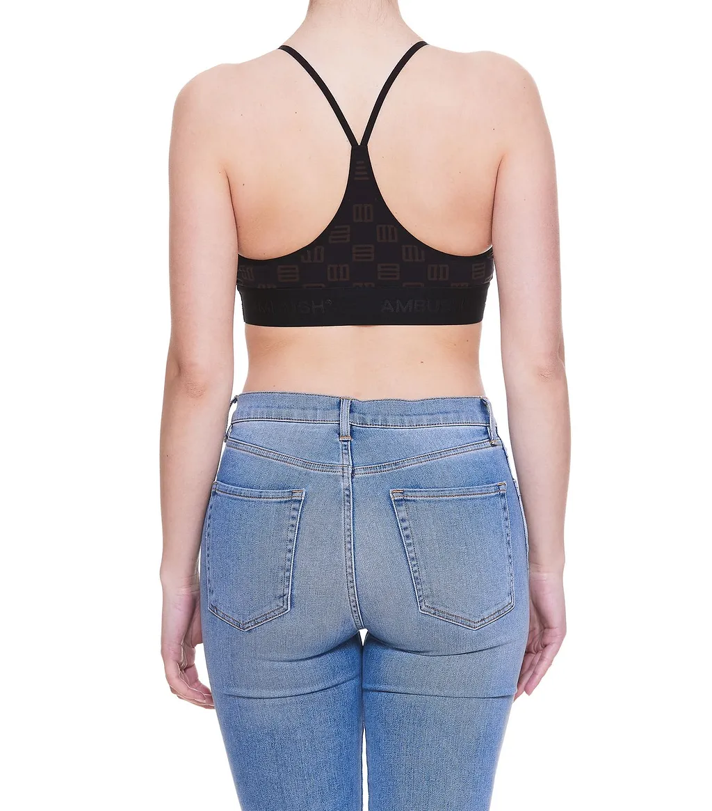 Ambush Monogram-Print Cropped Bra Top