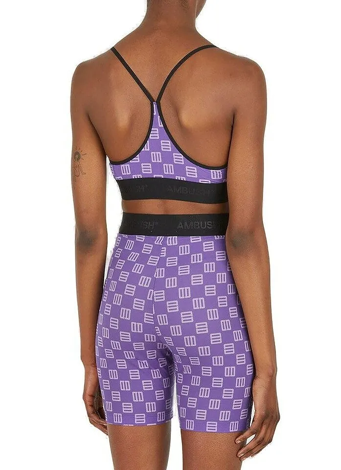 Ambush Monogram-Print Cropped Bra Top