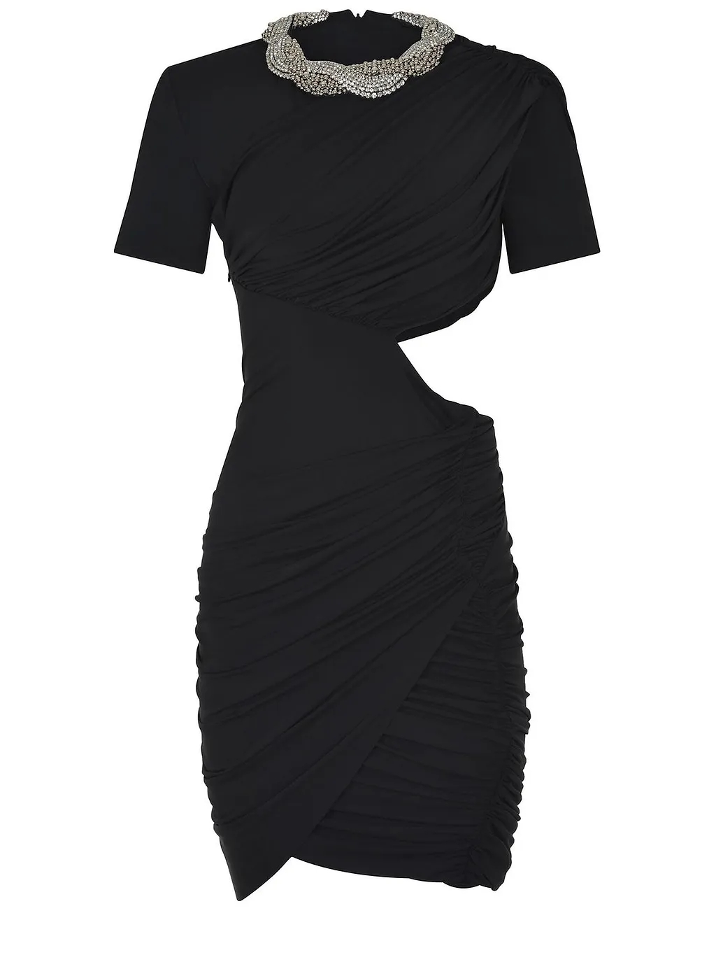 Amen Ruched Cut-Out Jewel Dress