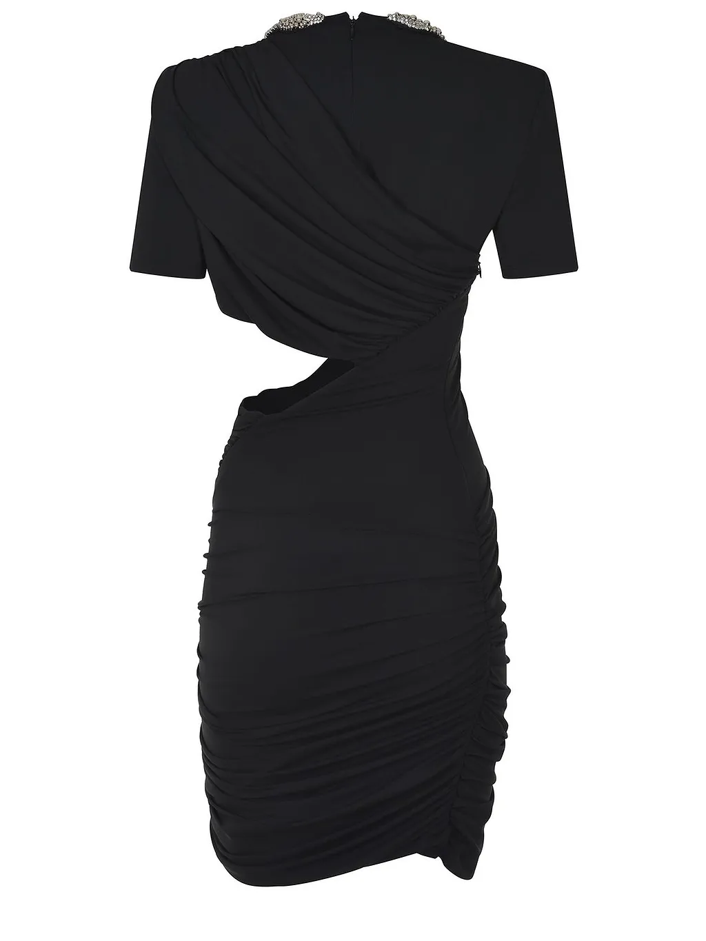 Amen Ruched Cut-Out Jewel Dress