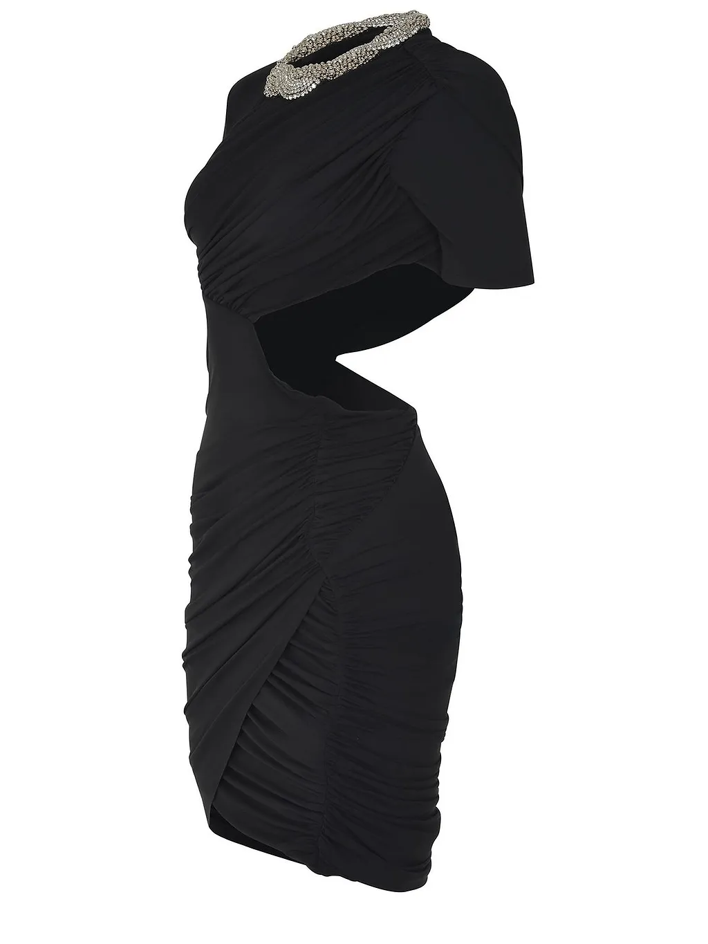 Amen Ruched Cut-Out Jewel Dress