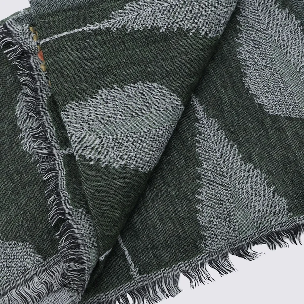 Altea Leaf-Jacquard Fringed Scarf