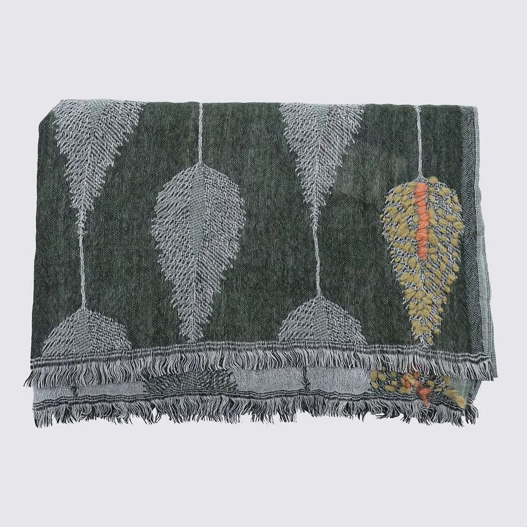 Altea Leaf-Jacquard Fringed Scarf