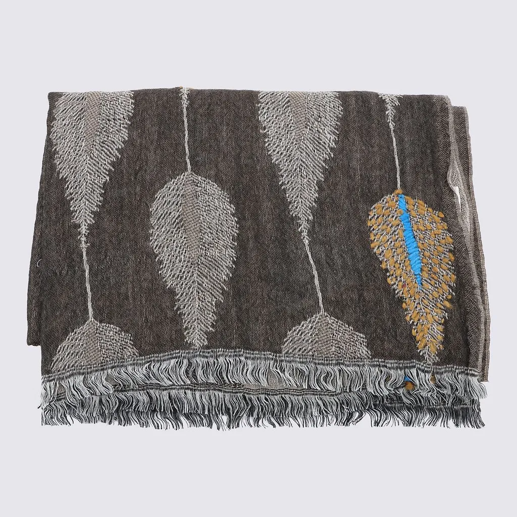 Altea Leaf Jacquard Fringed Scarf