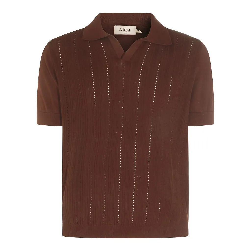 Altea Openwork Knit Polo Shirt