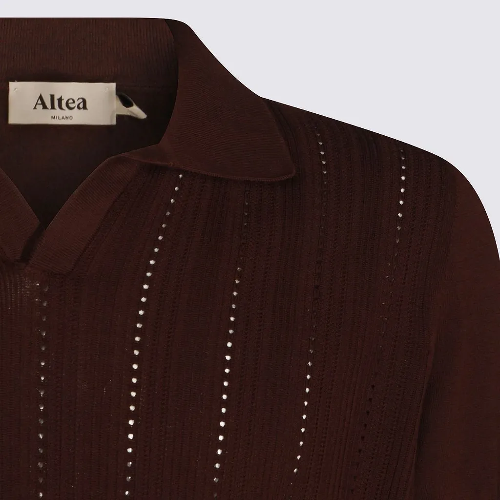 Altea Openwork Knit Polo Shirt