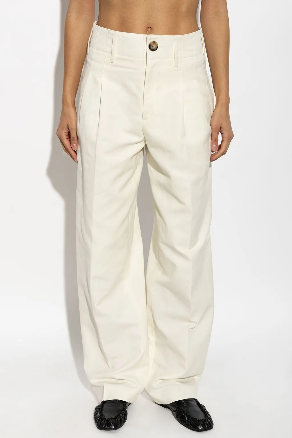 Ami Pleated Straight-Leg Pants