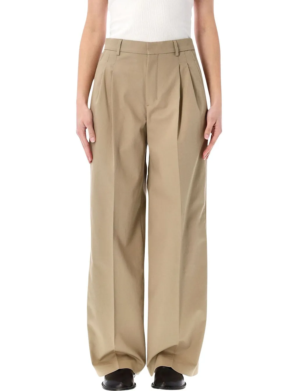 Ami Pleated Wide-Leg Pants