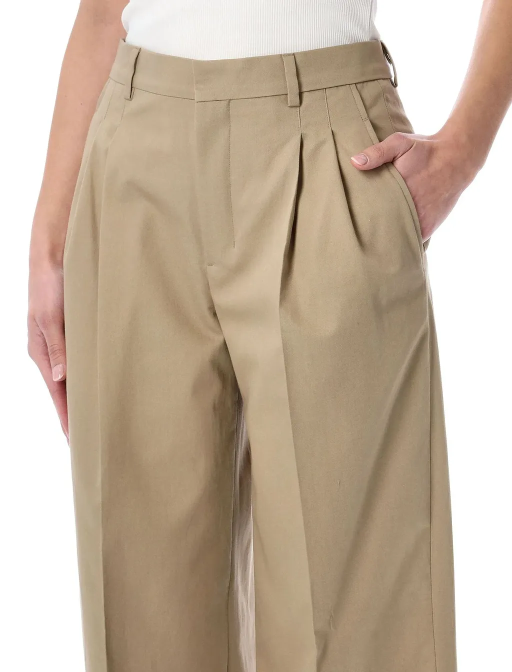 Ami Pleated Wide-Leg Pants