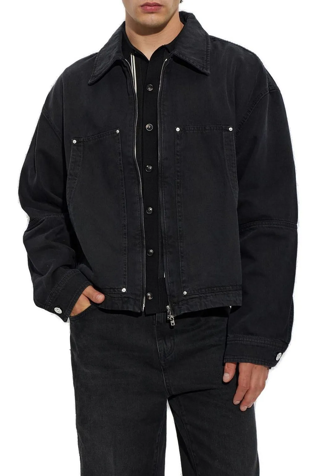 Amiri Boxy Zip-Front Denim Jacket